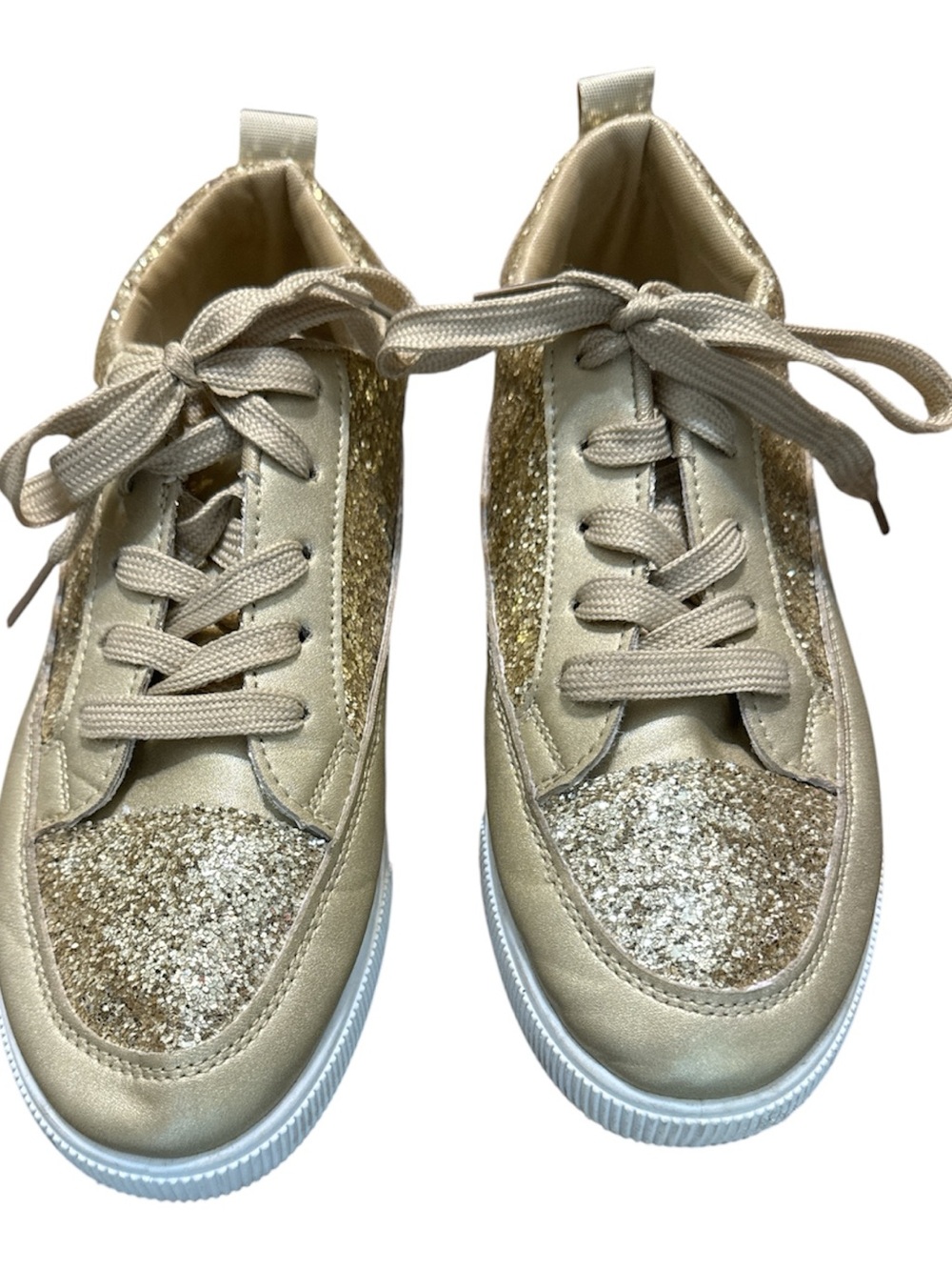 Women's Gold Glitter  Lace-Up Sneakers Size 40( 8_8.5)